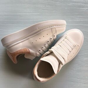 Alexander McQueen oversized low top sneakers in white and tea rose - like new